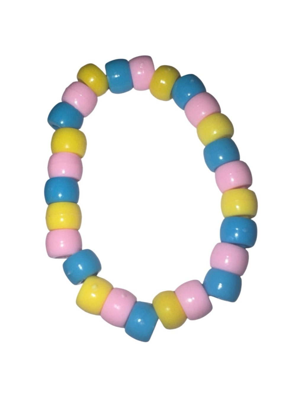 3 FOR $20 HANDCRAFTED Pastel Pony Beaded Stretch Bracelet - Pink, Blue & Yellow